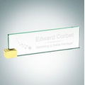 Jade Glass Nameplate w/ Rectangle Brass Holder